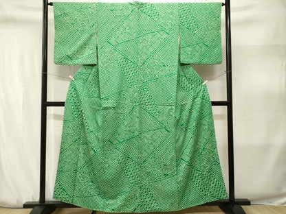 平和屋着物■上質な小紋　総絞り　切嵌吉祥文　正絹　逸品　CABJ3170ev