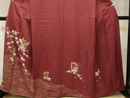 平和屋着物■訪問着　破れ色紙流水枝花文　金銀彩　正絹　逸品　CABJ3171ev