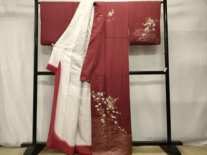 平和屋着物■訪問着　破れ色紙流水枝花文　金銀彩　正絹　逸品　CABJ3171ev