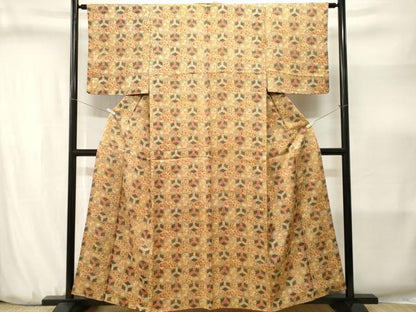 平和屋着物■上質な小紋　毘沙門亀甲　花蝶文　やまと誂製　正絹　逸品　CABJ3173ev