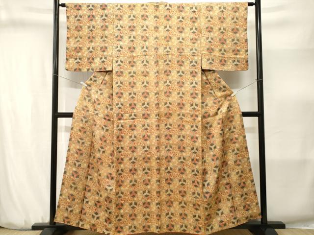 平和屋着物■上質な小紋　毘沙門亀甲　花蝶文　やまと誂製　正絹　逸品　CABJ3173ev