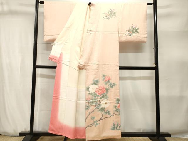 平和屋着物■訪問着　刺繍　枝花文　正絹　逸品　CABJ3174ev