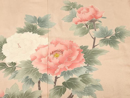 平和屋着物■訪問着　刺繍　枝花文　正絹　逸品　CABJ3174ev