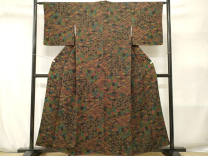 平和屋着物■上質な小紋　切嵌吉祥文　鬼しぼ縮緬　正絹　逸品　CABJ3175ev