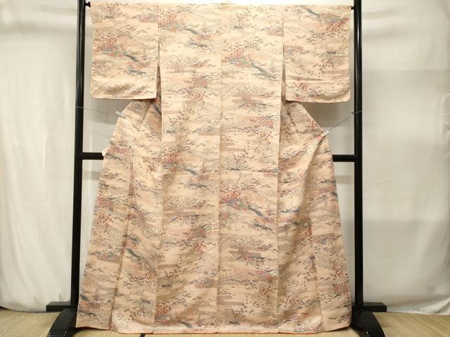 平和屋着物■上質な小紋　松竹梅風景文　正絹　逸品　CABJ3177ev