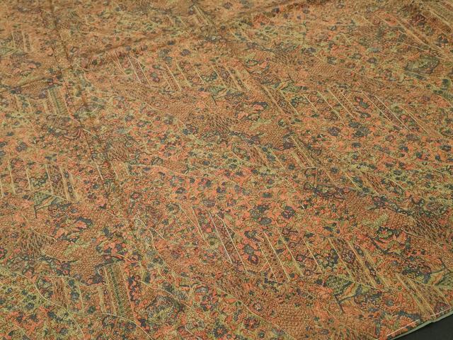 平和屋着物■上質な小紋　切嵌更紗花文　鬼しぼ縮緬　正絹　逸品　CABJ3179ev