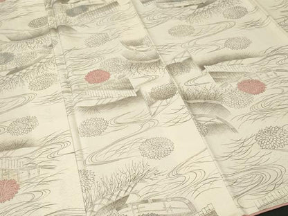 平和屋着物■上質な小紋　流水菊文　暈し染め　正絹　逸品　CABJ3182ev