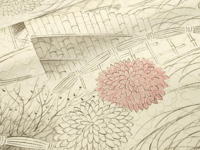 平和屋着物■上質な小紋　流水菊文　暈し染め　正絹　逸品　CABJ3182ev