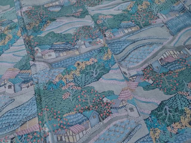 平和屋着物■上質な小紋　風景文　鬼しぼ縮緬　正絹　逸品　CABJ3184ev