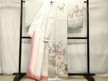 平和屋着物■訪問着　道長枝花文　暈し染め　金銀彩　正絹　逸品　CABJ3192ev