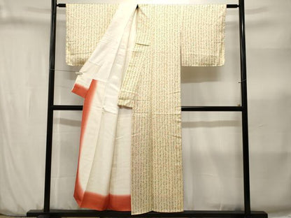 平和屋着物■上質な小紋　草花間道　正絹　逸品　CABJ3193ev