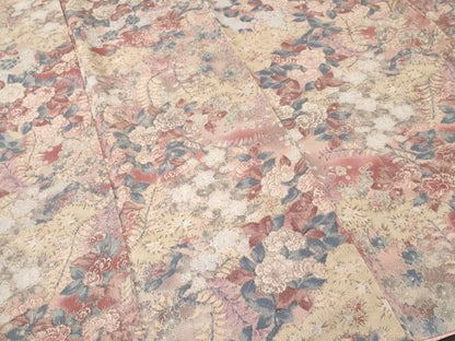 平和屋着物■上質な小紋　草花文　暈し染め　鬼しぼ縮緬　正絹　逸品　CABJ3194ev