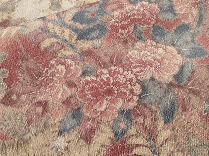 平和屋着物■上質な小紋　草花文　暈し染め　鬼しぼ縮緬　正絹　逸品　CABJ3194ev
