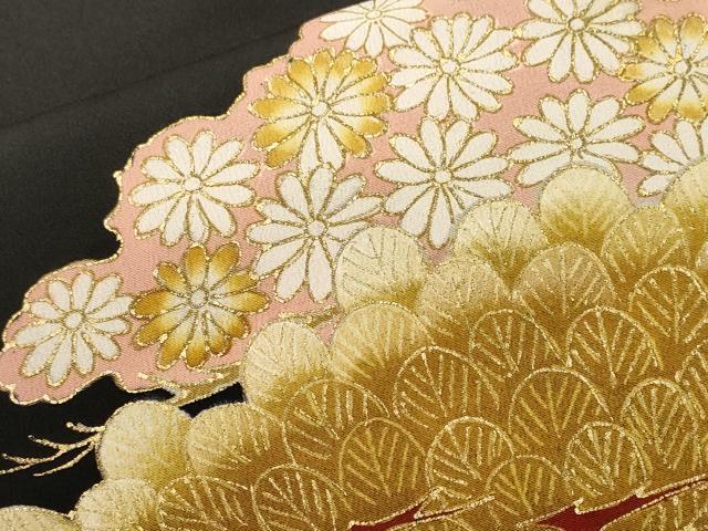 平和屋着物■豪華黒留袖　総刺繍　尾長鳥松花文　金彩　正絹　逸品　CABJ3195ev