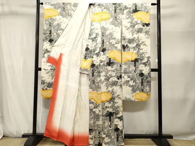 平和屋着物■豪華振袖　絞り　草花文　藤花房　金彩　正絹　逸品　CABJ3196ev