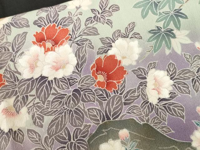 平和屋着物■豪華黒留袖　尾長鳥流水枝花文　暈し染め　正絹　逸品　CABJ3197ev