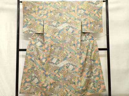 平和屋着物■上質な小紋　切嵌風景文　正絹　逸品　CABJ3198ev