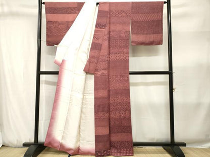 平和屋着物■江戸小紋　横段寄せ小紋柄　正絹　逸品　CABJ3199ev