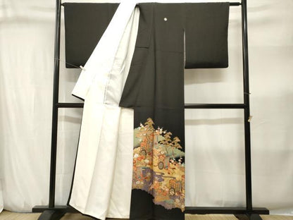 平和屋着物■豪華黒留袖　梅松御所車文　金彩　正絹　逸品　CABJ3202ev