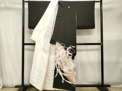 平和屋着物■豪華黒留袖　作家物　刺繍　鳳凰　暈し染め　金銀彩　正絹　逸品　CABJ3204ev