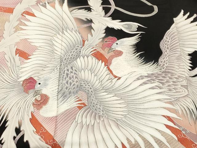 平和屋着物■豪華黒留袖　作家物　刺繍　鳳凰　暈し染め　金銀彩　正絹　逸品　CABJ3204ev