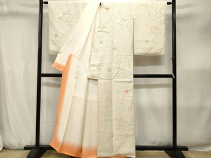 平和屋着物■上質な小紋　総絞り　舞花文　正絹　逸品　CABJ3214ev