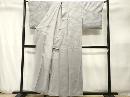 平和屋着物■上質な色無地　草花地紋　桜鼠色　正絹　逸品　CABJ3216ev