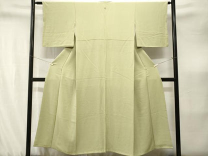 平和屋着物■上質な色無地　若芽色　正絹　逸品　CABJ3218ev