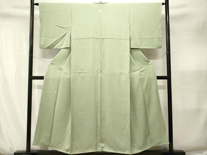 平和屋着物■上質な色無地　抽象地紋　抹茶色　正絹　逸品　CABJ3219ev