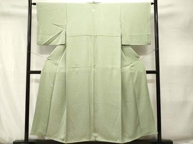 平和屋着物■上質な色無地　抽象地紋　抹茶色　正絹　逸品　CABJ3219ev