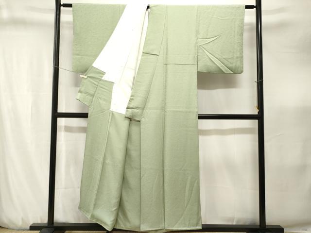 平和屋着物■上質な色無地　抽象地紋　抹茶色　正絹　逸品　CABJ3219ev