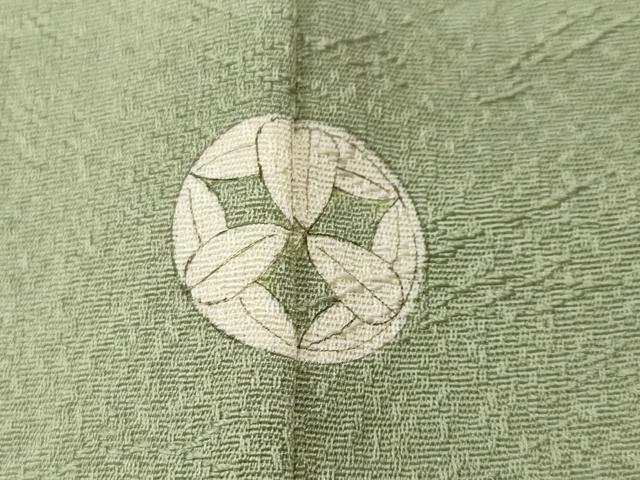 平和屋着物■上質な色無地　抽象地紋　抹茶色　正絹　逸品　CABJ3219ev