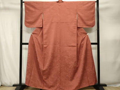 平和屋着物■上質な色無地　松竹梅花地紋　渋柿色　正絹　逸品　CABJ3220ev