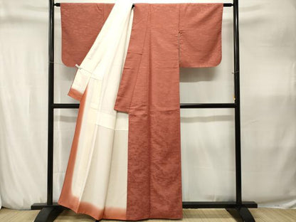 平和屋着物■上質な色無地　松竹梅花地紋　渋柿色　正絹　逸品　CABJ3220ev