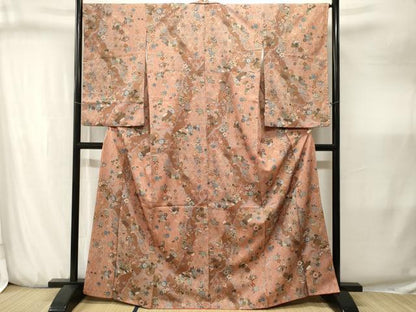 平和屋着物■小紋　吉祥花蝶文　金彩　洗える着物　CABJ3225ev