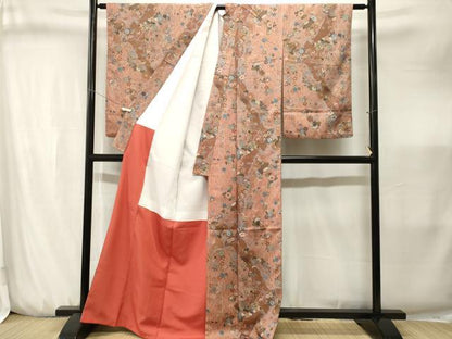 平和屋着物■小紋　吉祥花蝶文　金彩　洗える着物　CABJ3225ev
