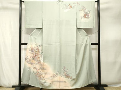 平和屋着物■訪問着　松竹梅　几帳宝尽くし花文　暈し染め　金銀彩　反端付き　正絹　逸品　CABJ3228ev