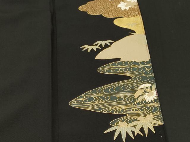 平和屋着物■豪華黒留袖　駒刺繍　人物御所解文　金彩　正絹　逸品　CABJ3231ev