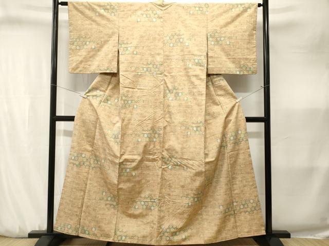 平和屋着物■上質な紬　横段亀甲繋ぎ　正絹　逸品　CABJ3232ev