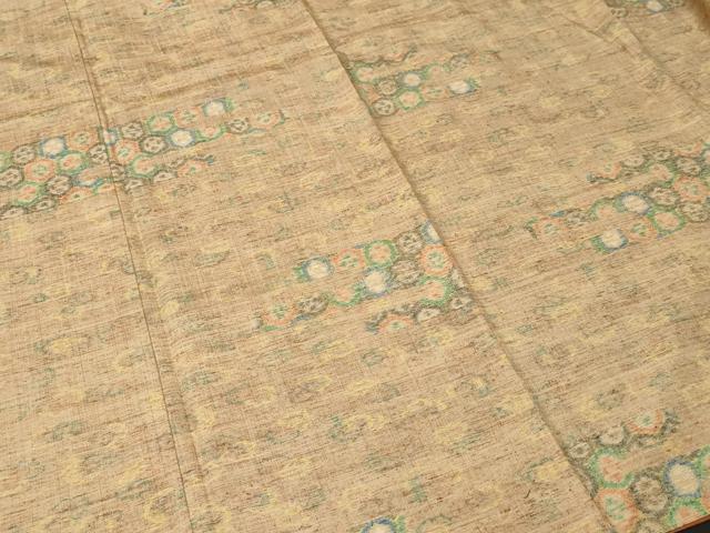 平和屋着物■上質な紬　横段亀甲繋ぎ　正絹　逸品　CABJ3232ev