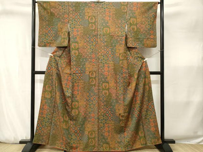 平和屋着物■上質な小紋　切嵌鳳凰花文　正絹　逸品　CABJ3234ev
