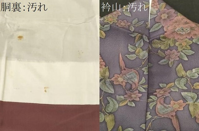 平和屋着物■上質な小紋　休み鳥草花文　葡萄蔦の葉文　正絹　逸品　CABJ3238ev