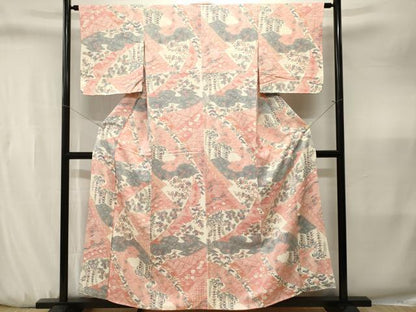 平和屋着物■上質な小紋　地紋起こし　松竹梅草花文　正絹　逸品　CABJ3239ev