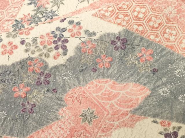 平和屋着物■上質な小紋　地紋起こし　松竹梅草花文　正絹　逸品　CABJ3239ev