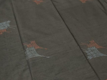 平和屋着物■上質な紬　120亀甲　飛鶴文　黒地　正絹　逸品　CABJ3241ev