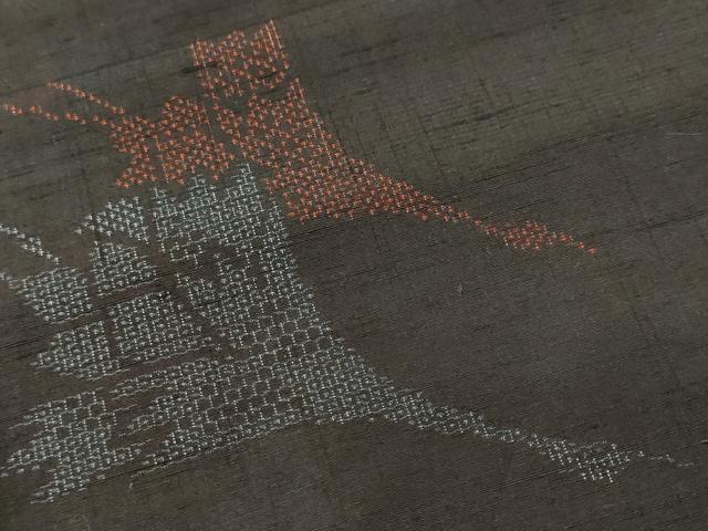 平和屋着物■上質な紬　120亀甲　飛鶴文　黒地　正絹　逸品　CABJ3241ev