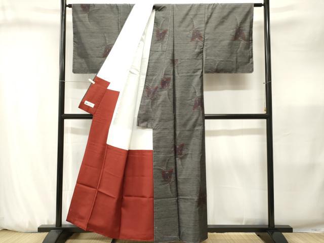 平和屋着物■本場大島紬　舞蝶文　やまと誂製　正絹　逸品　CABJ3242ev