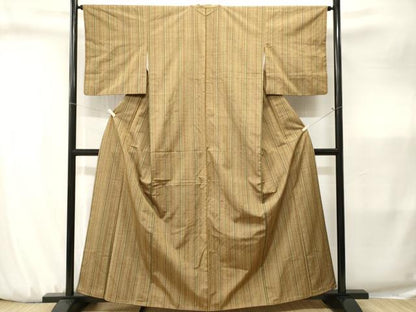 平和屋着物■上質な紬　縞　正絹　逸品　CABJ3246ev