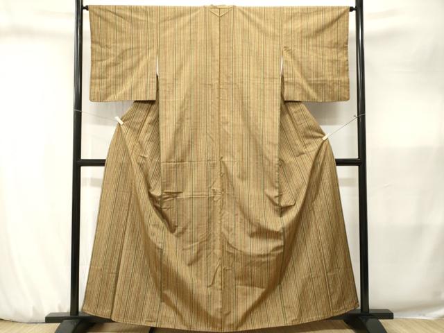 平和屋着物■上質な紬　縞　正絹　逸品　CABJ3246ev