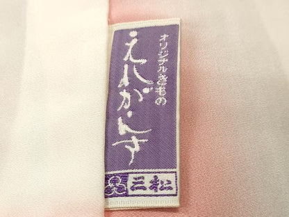 平和屋着物■上質な小紋　扇面枝桜文　暈し染め　金彩　鬼しぼ縮緬　正絹　逸品　CABJ3252ev